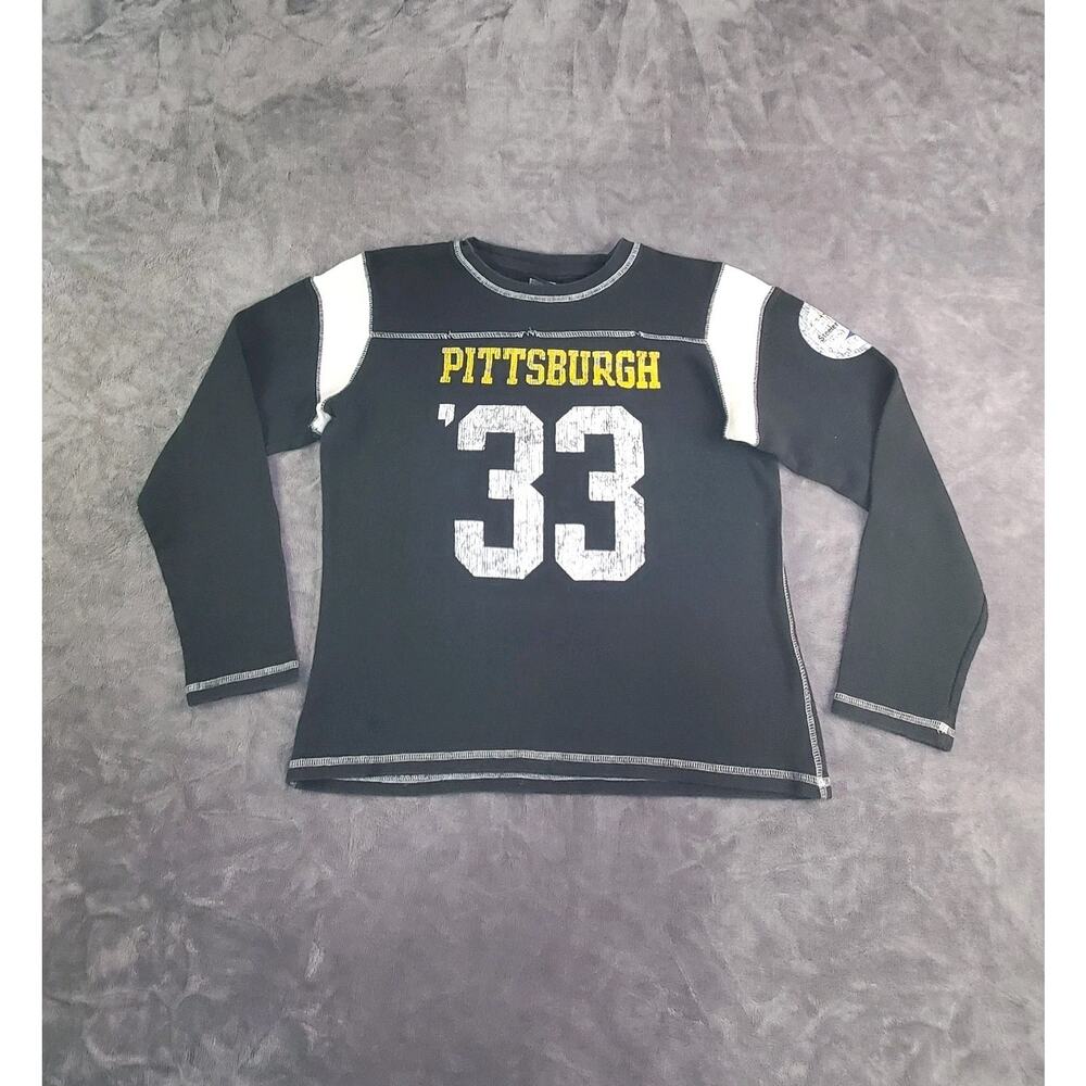 Reebok Sweater Sz M Pittsburgh #33 Women's Black Sweatshirt Pullover C28-42